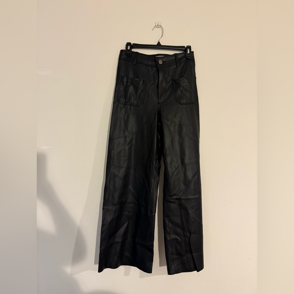 Zara Black Leather-Style Trousers